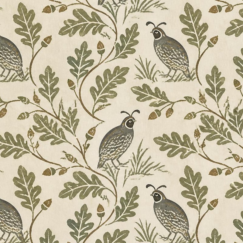 Foothill Quail, sage and cream: Wallpaper pattern swatch