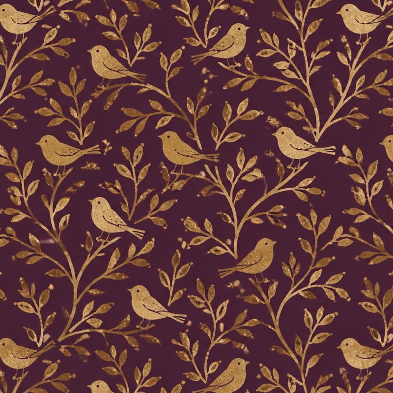Gilded Branch, gold on aubergine: Wallpaper pattern swatch